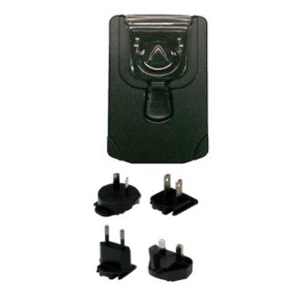 Adaptateur secteur mural Zebra Level VI AC/DC, avec pinces adaptatrices AU, US, EU et UK. Entrée CA : 100-240 V, 0,2 A. Sortie CC