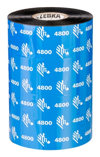 [04800BK11045] Zebra Ruban résine 4800 – Ruban transfert thermique résine (110 mm, Industrielle 4" (ZT))