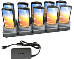 Zebra TC501 – 10-device charging cradle, power supply included (with rugged boot)