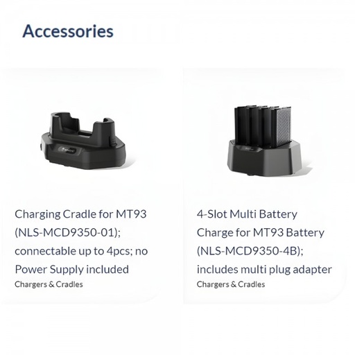 [NLS-MCD9350-4B] Chargeur multi-batteries Newland à 4 emplacements pour batterie MT93, avec adaptateur multiprises (UE/Royaume-Uni/États-Unis/Inde)