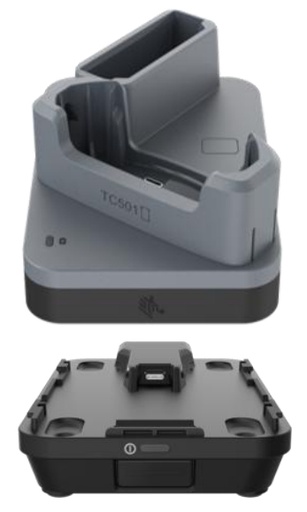 Zebra TC501 – 1-device + 1-battery Ethernet charging cradle (with rugged boot)